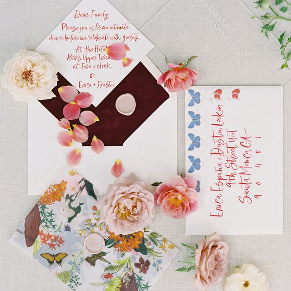 flat lay images of invitation suite