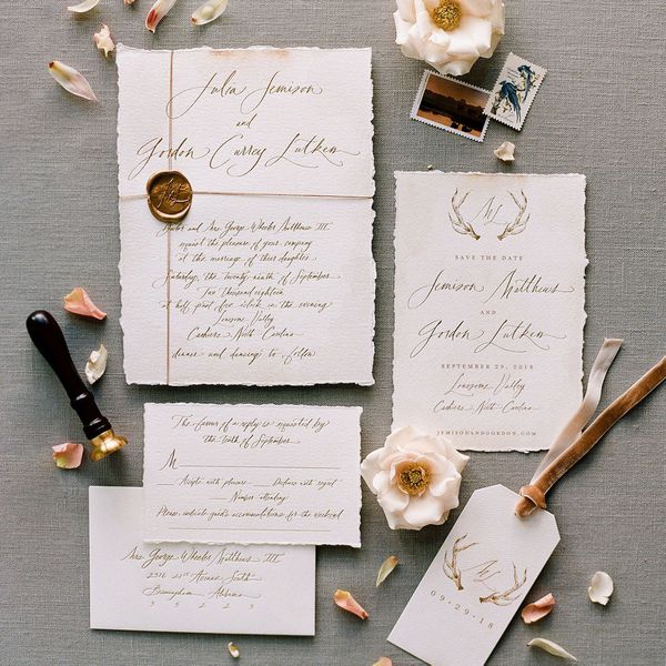 wedding invitation suite with wax seal