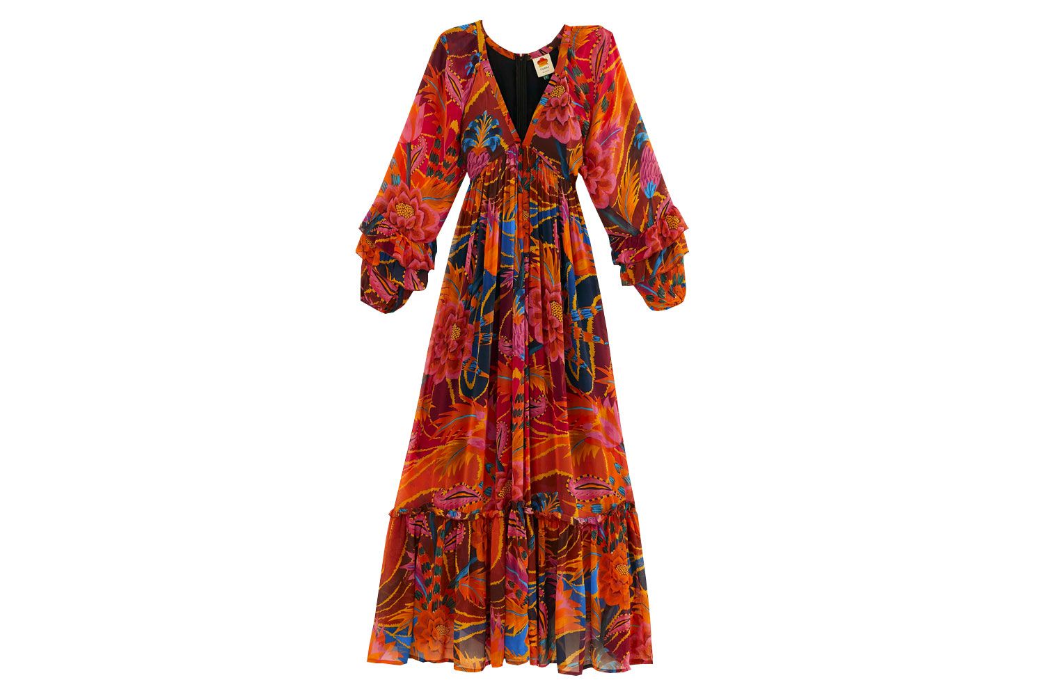 Farm Rio Vintage Wave Long Sleeve Maxi Dress