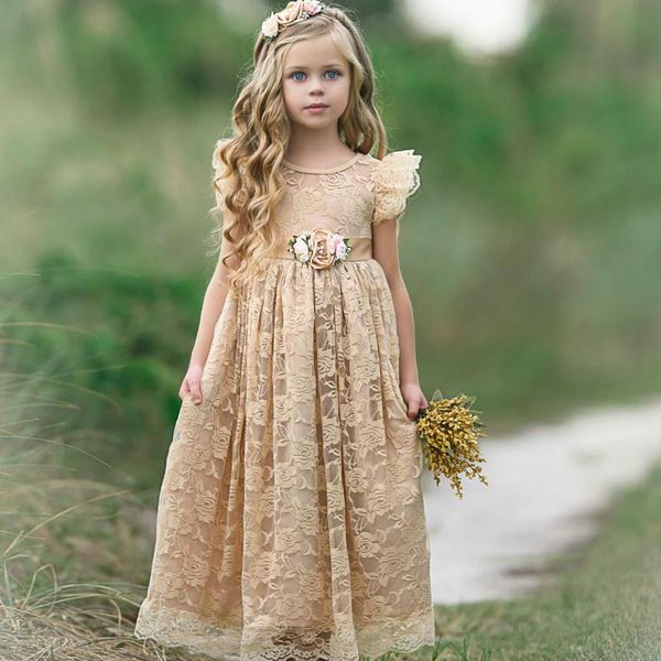 gold flower girl dress