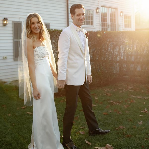 portrait of bride and groom at sunset