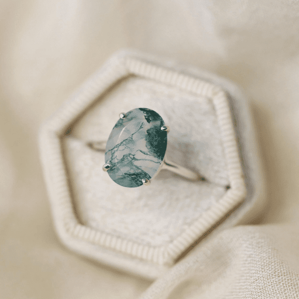 Moss Agate Engagement Ring