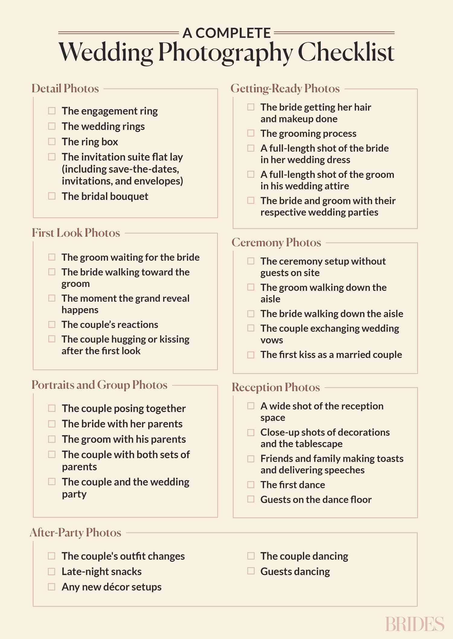 Wedding Photography Checklist Graphic