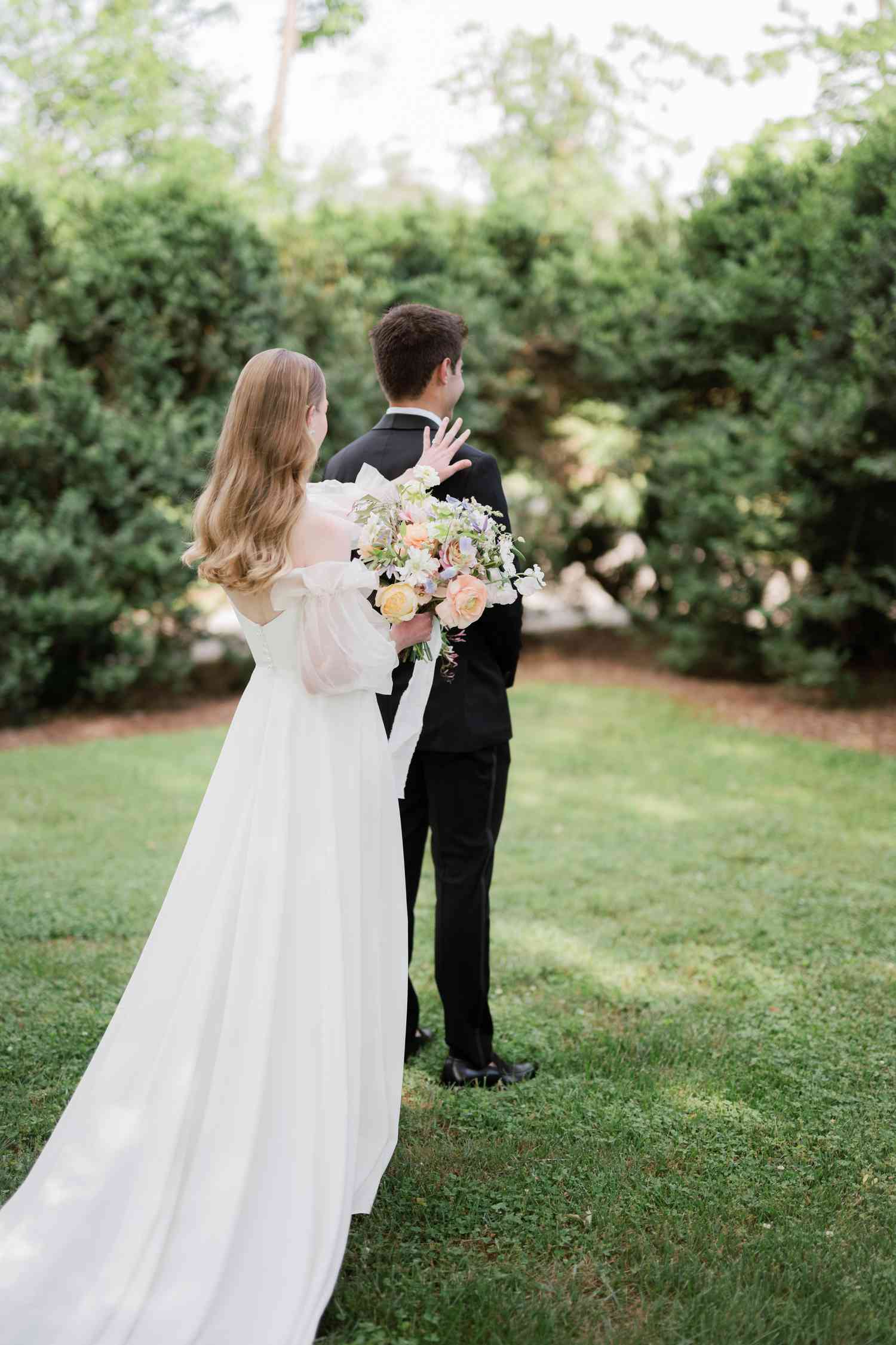 Back Portrait of Wedding Couple 