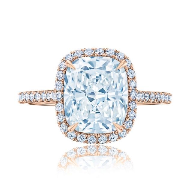 cushion-cut diamond engagement ring with pavÃ©