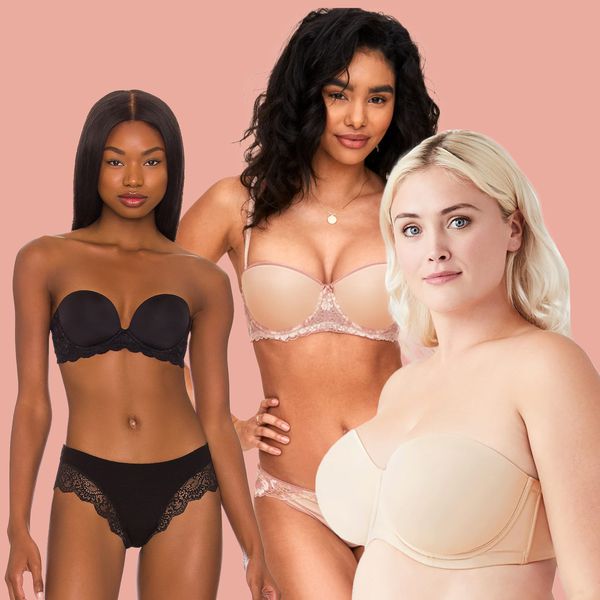 collage of the Best Strapless Bras