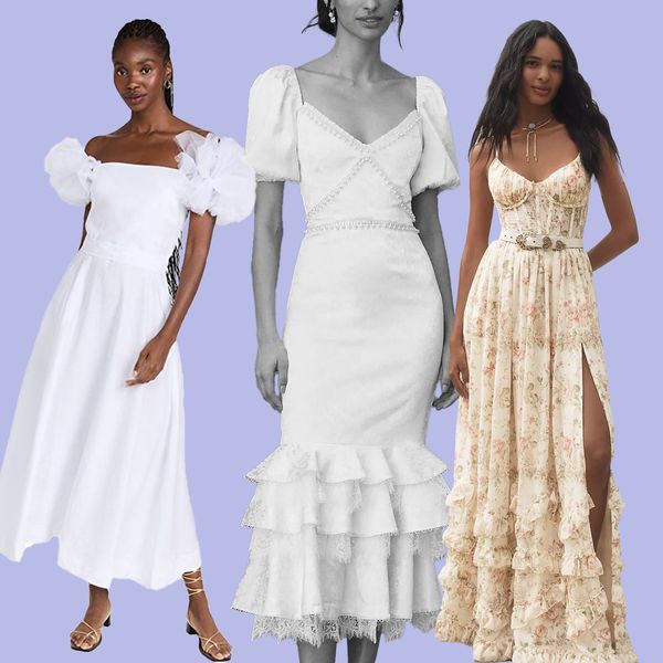 collage of popular bridal shower dresses