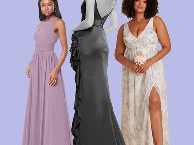 Bridesmaid Dresses that are flattering for every body type lined up next to each other