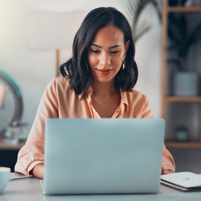 Woman working on a laptop