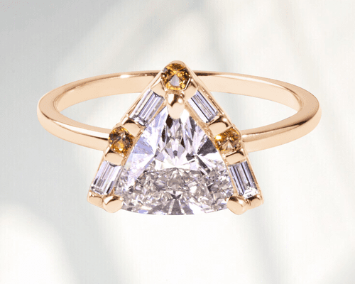 Baguette-Cut Diamond Engagement Ring on Yellow Gold Band