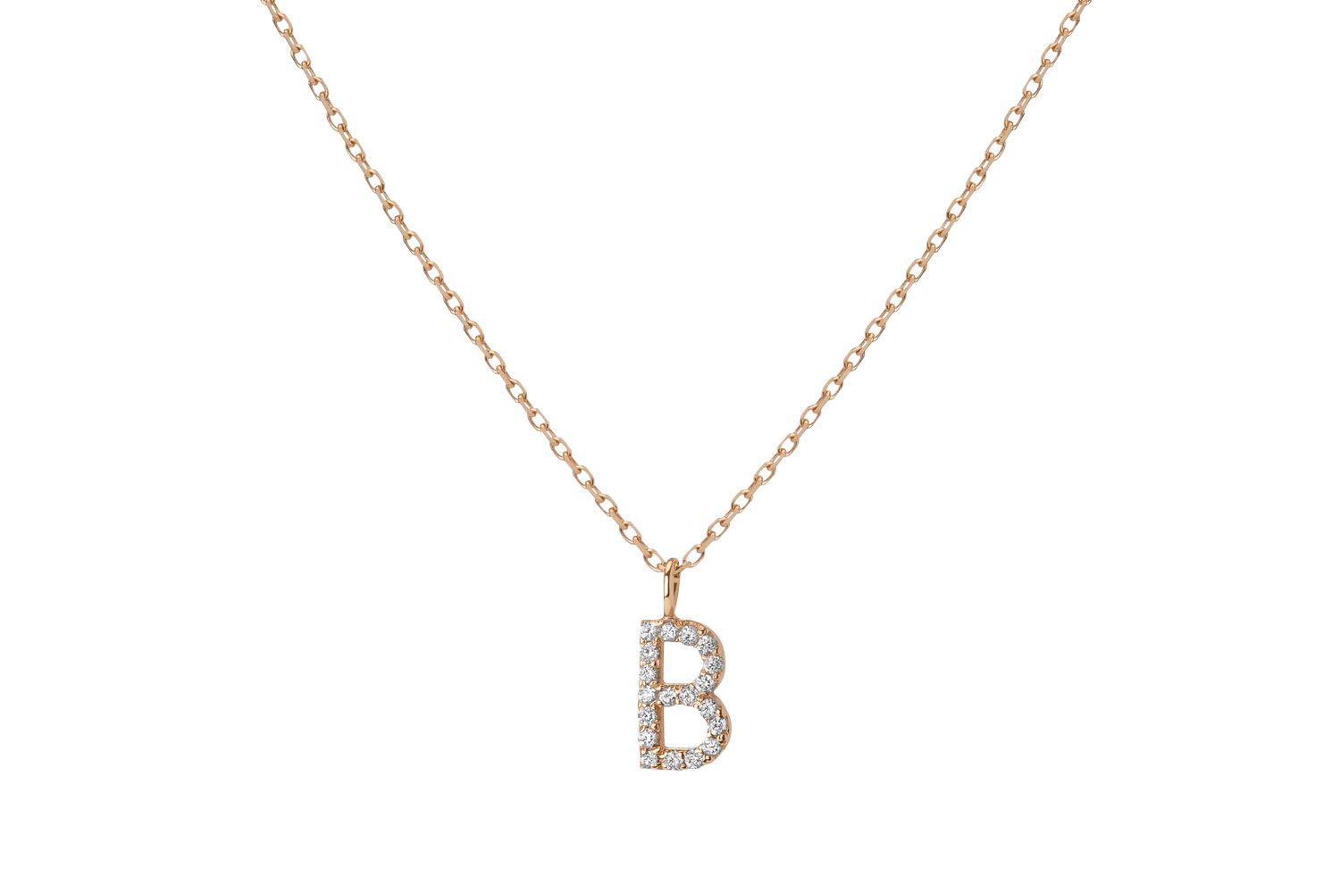 Aurate Mini Letter Charm Pendant with White Diamonds