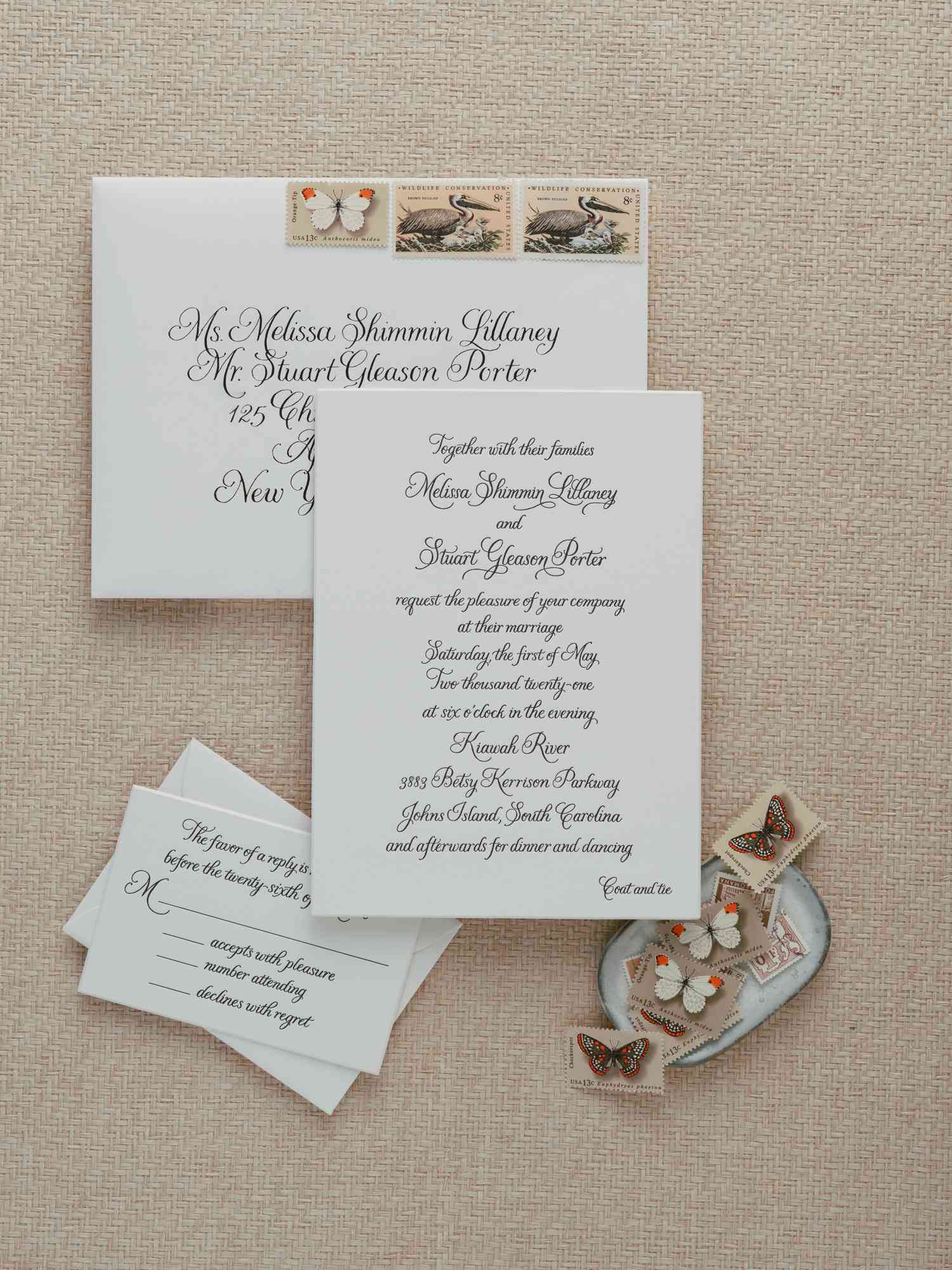 Melissa and Stuart's invitations with calligraphy