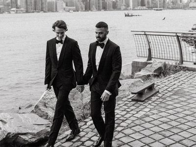 Wedding Couple Walking Through Brooklyn New York