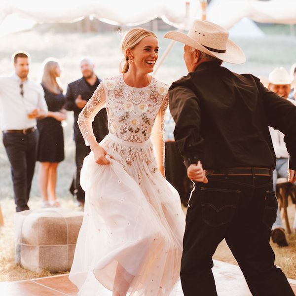 Country wedding bride dancing