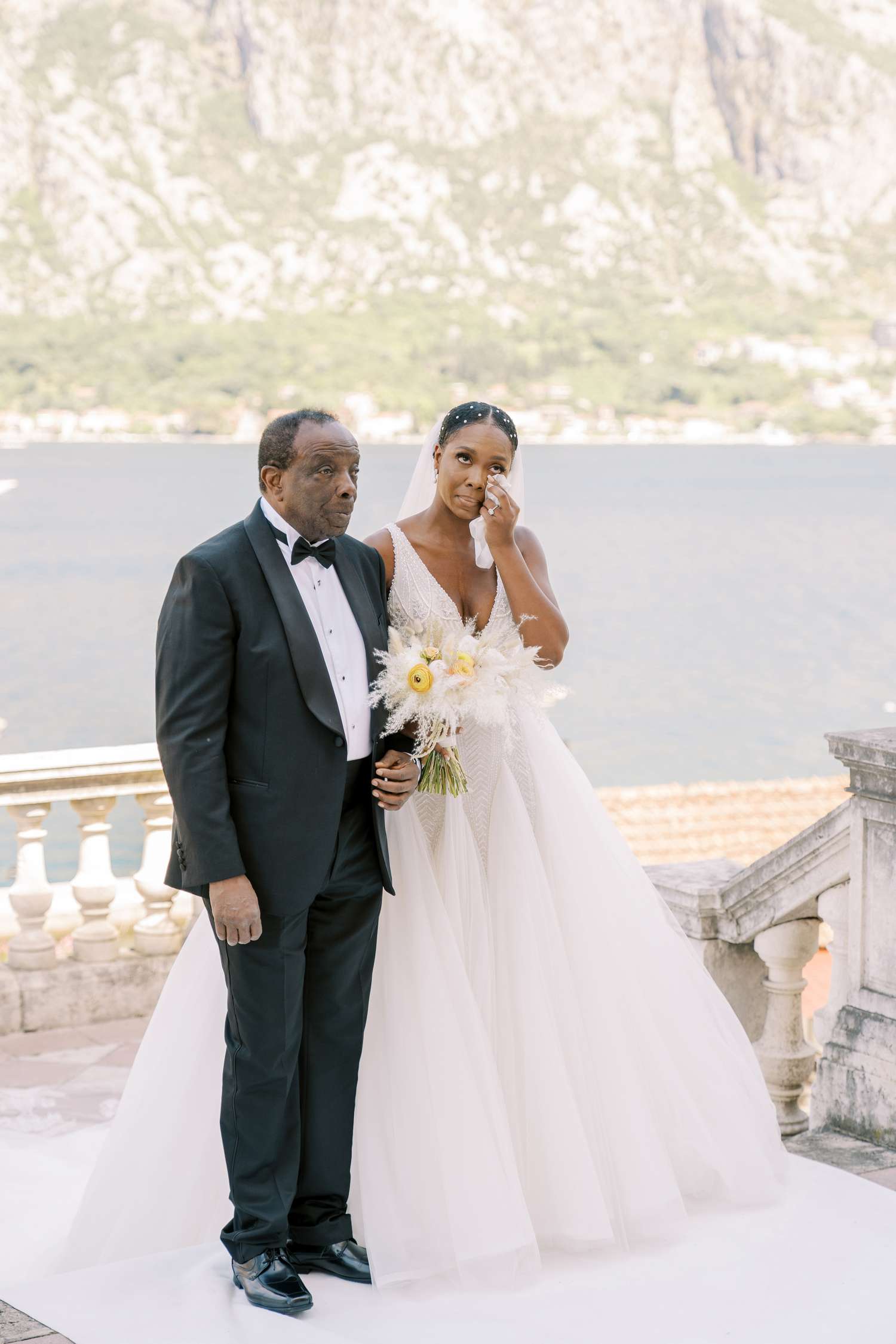 bride and her dad prepare to enter church