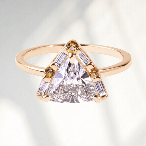 Baguette-Cut Diamond Engagement Ring on Yellow Gold Band