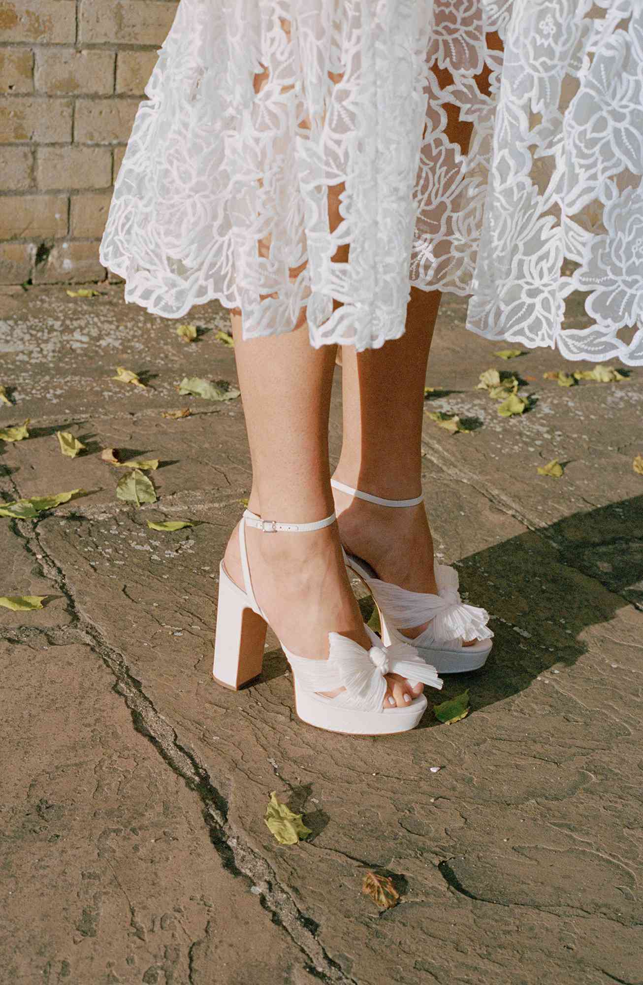 white platform heels