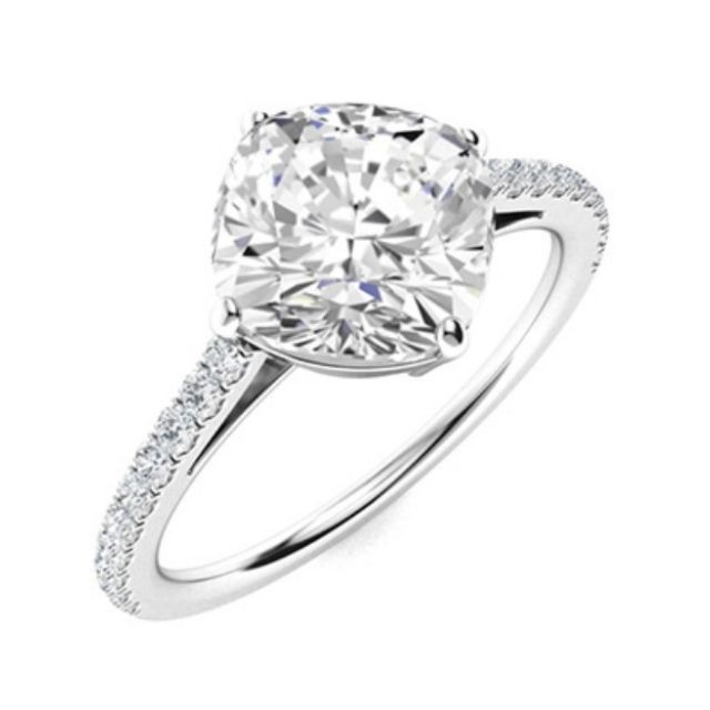 Cushion-cut custom diamond engagement ring