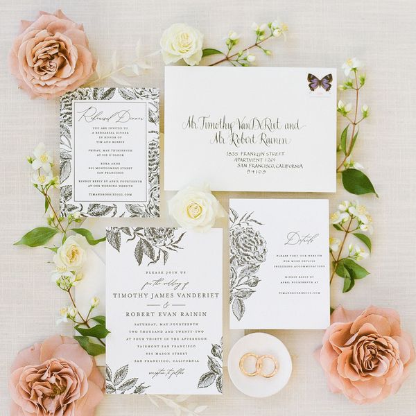 Robbie and Tim's black and white invitations