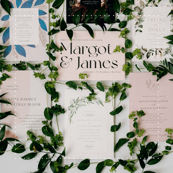 A variety of wedding invitations