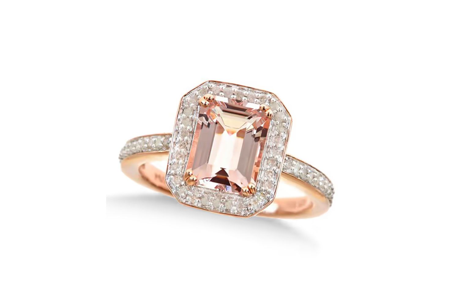 Allurez Halo Morganite and Diamond Ring