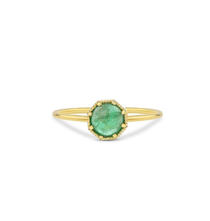 Grace Lee Crown Bezel Emerald Ring