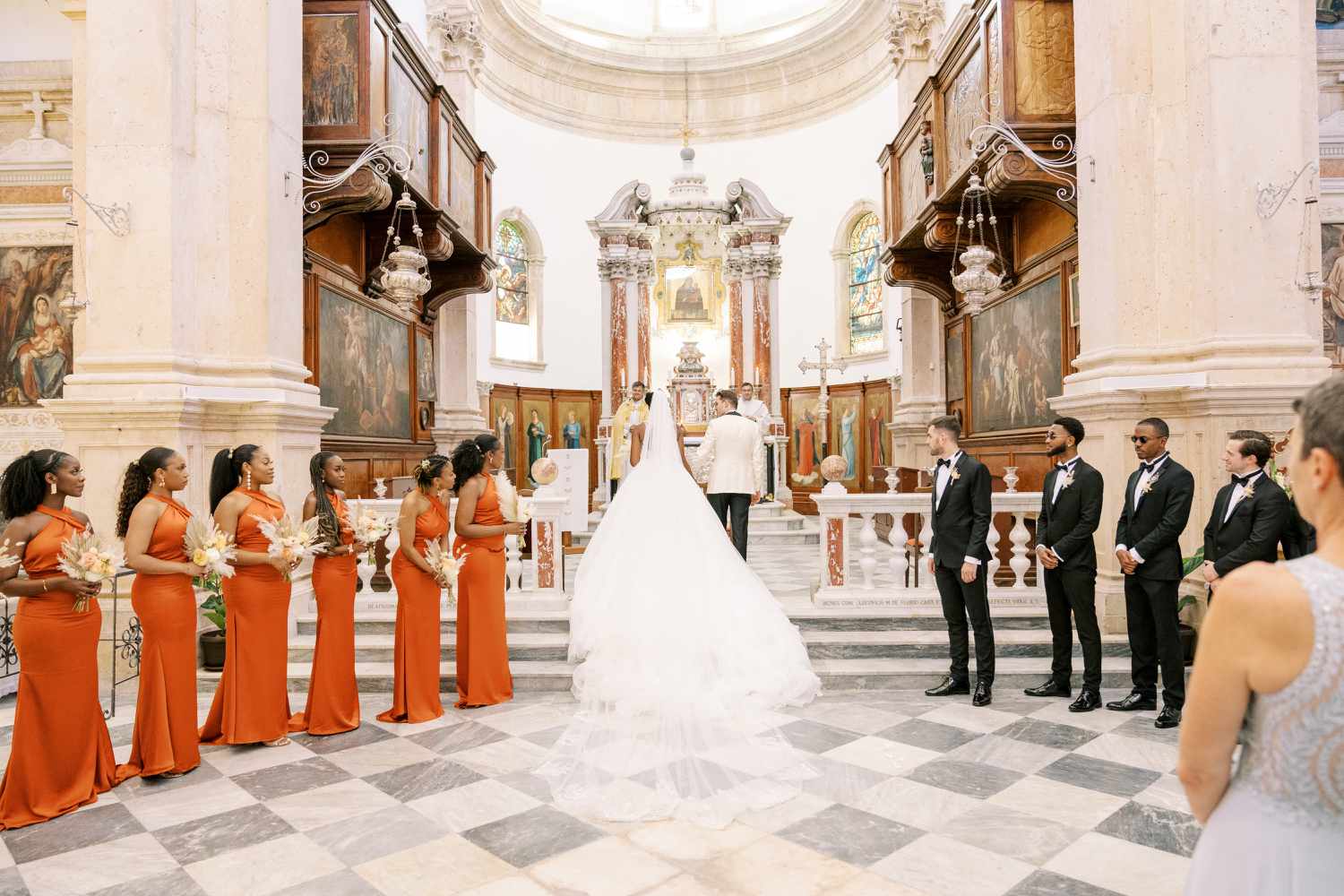 bride and groom at the altar