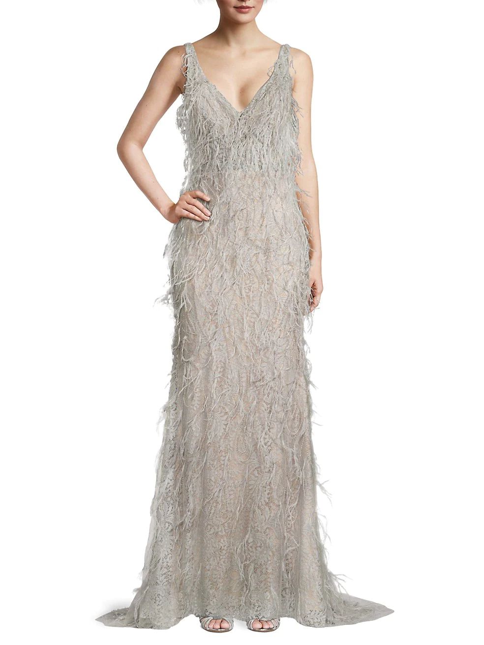 Silver Fringed Sleeveless Gown