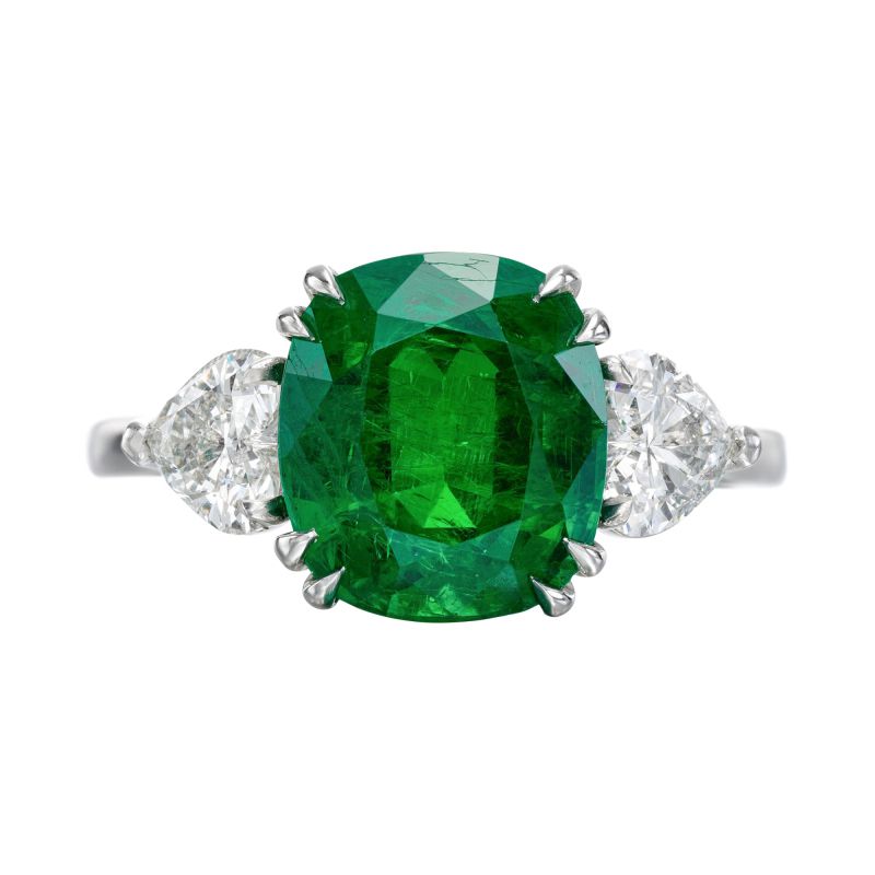 Platinum, Emerald and Diamond Ring