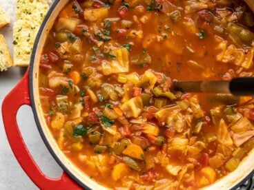 close up of the pot of cabbage soup