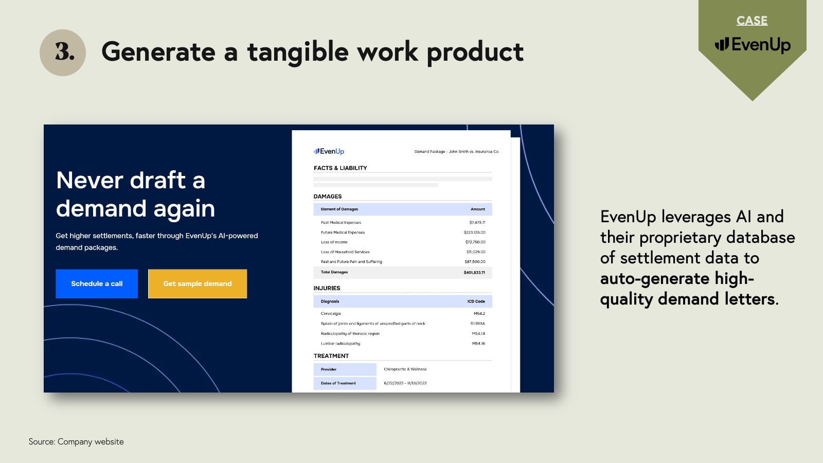 generate a tangible work product offering 