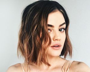 Lucy Hale with a wavy bob haircut