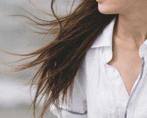 A woman's hair blowing in the wind