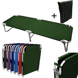 Magshion Portable Military Fold Up Camping Bed Cot with  Storage Bag, Green