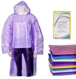 10 Pack Set Rain Ponchos for Adults Lightweight Rain Coat with Longer Drawstring in Hood, Waterp ...