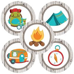 Camping Sticker Labels – Boy Girl Kids Birthday Baby Shower Themed Party Supplies –  ...