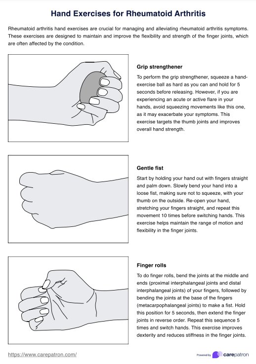 Hand Exercises for Rheumatoid Arthritis PDF Example