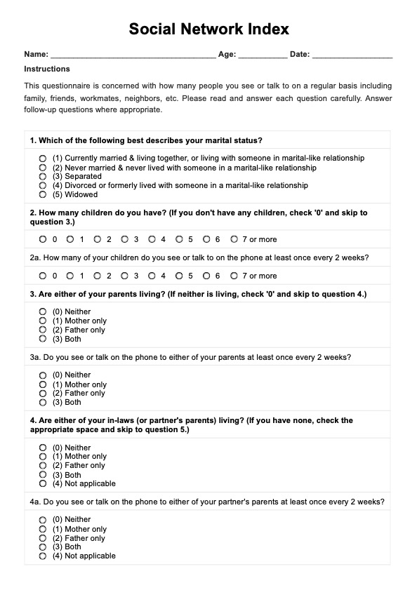 Social Network Index PDF Example