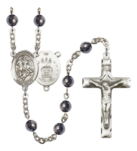 St. George Air Force Silver Plated Rosary for Women