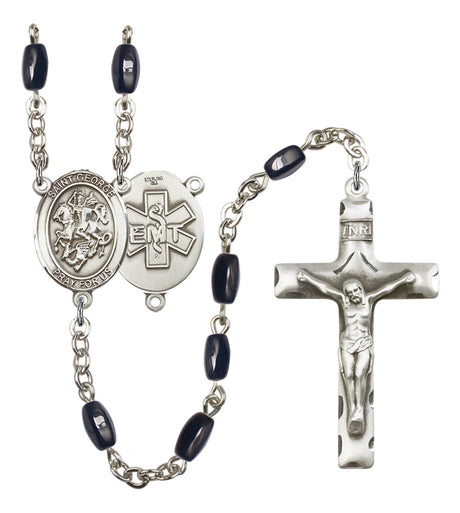 St. George EMT Silver Plated Rosary for Men