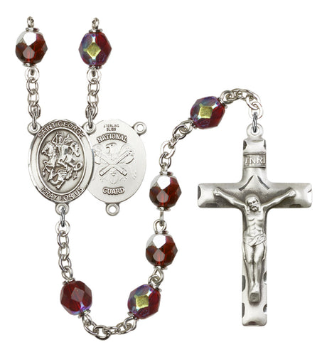 St. George National Guard Silver Plated Rosary for Men