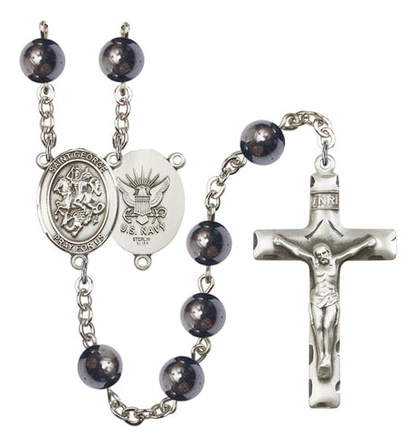 St. George Navy Silver Plated Rosary for Women