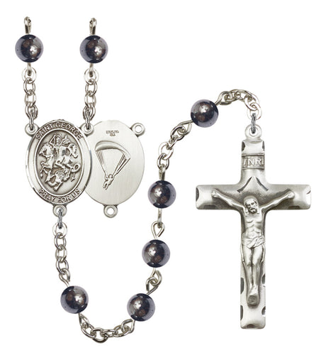 St. George Paratrooper Silver Plated Rosary for Men