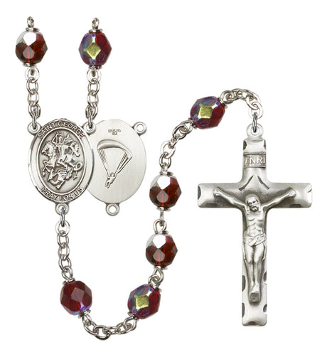 St. George Paratrooper Silver Plated Rosary for Men