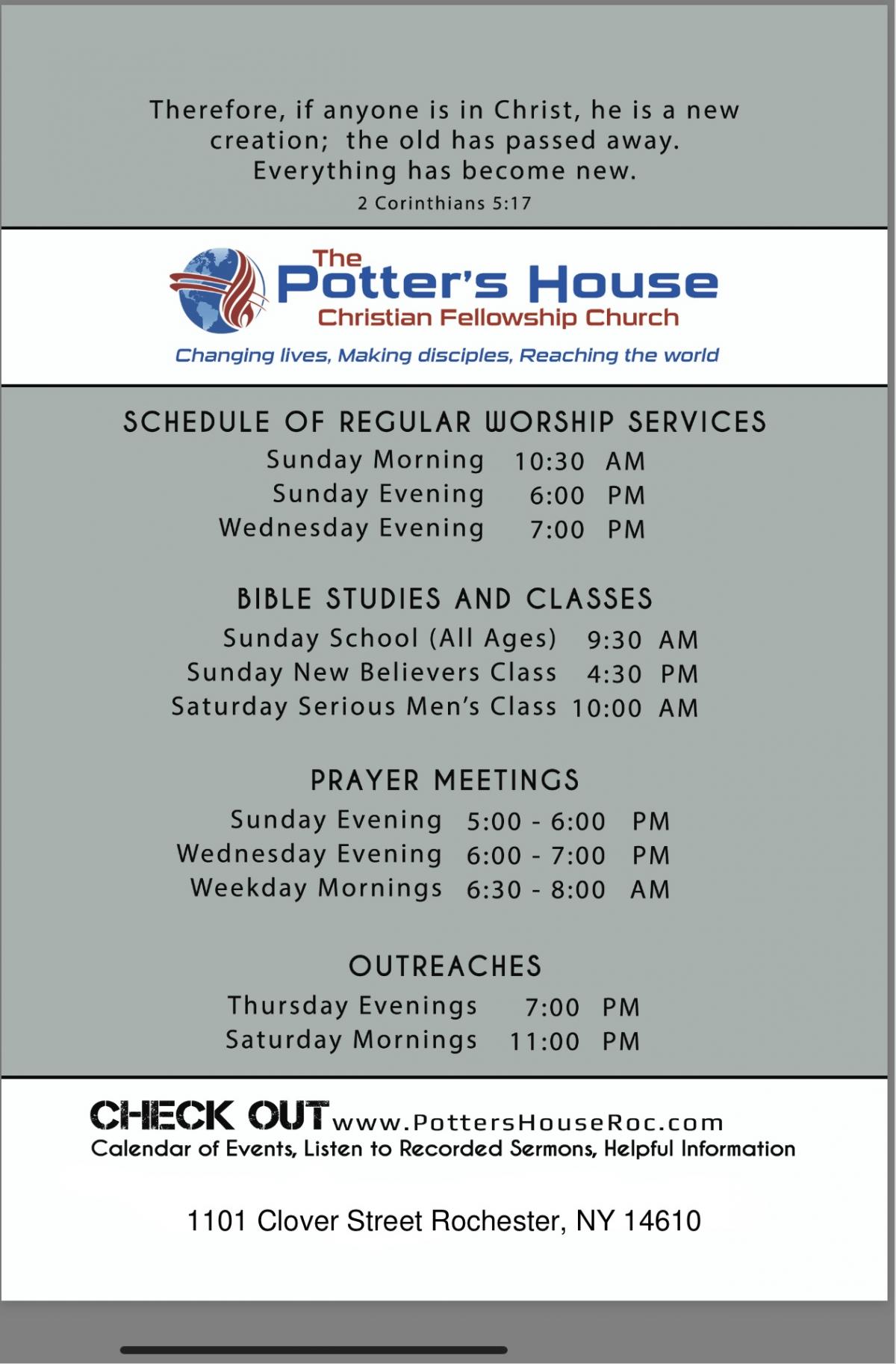 The Potter's House Christian Fellowship Church of Rochester, NY