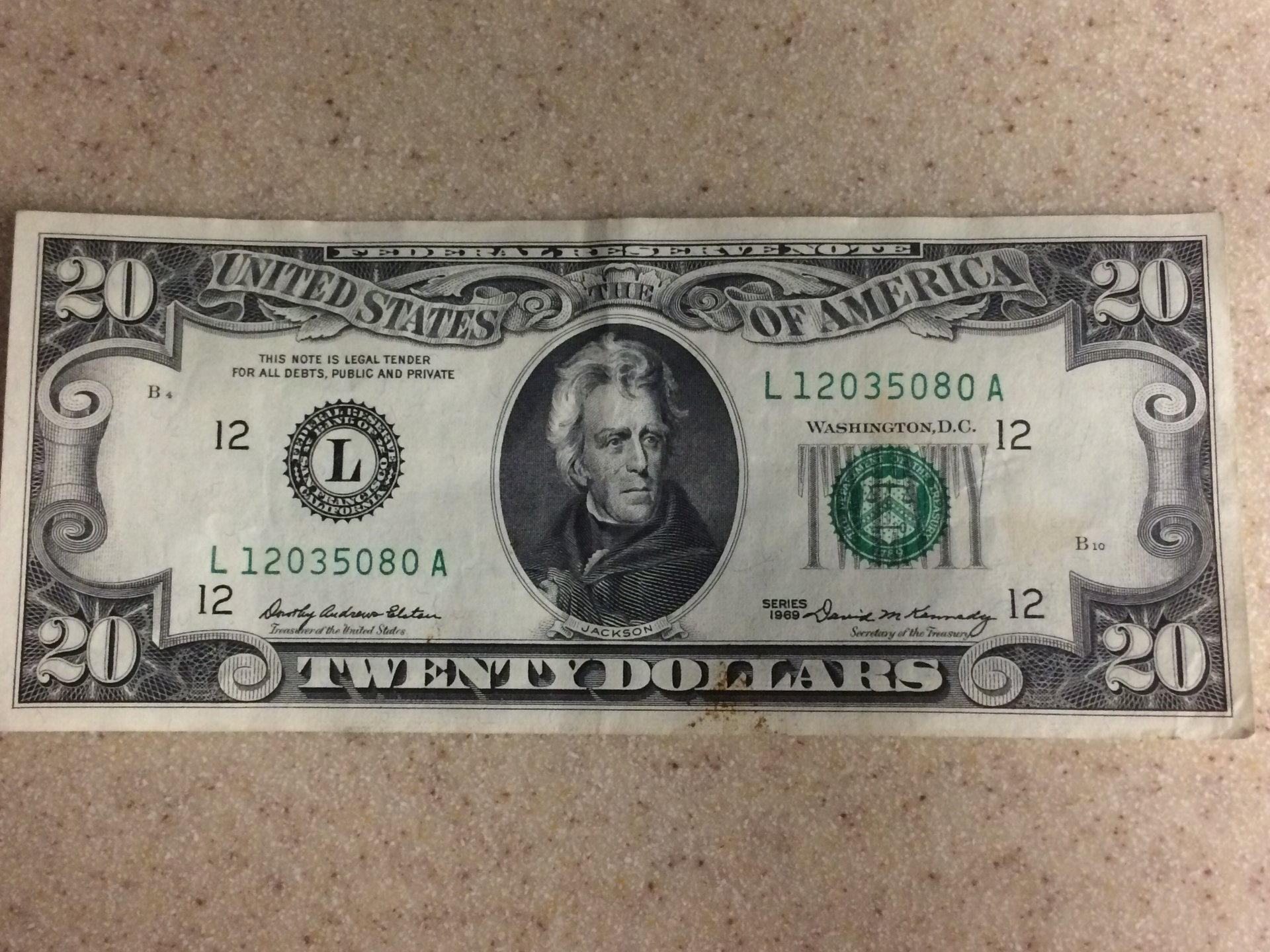 Old Twenty Dollar Bill Actual Size