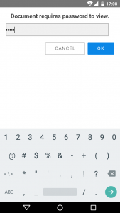 Trying to open password protected files on Collabora Office for Android.