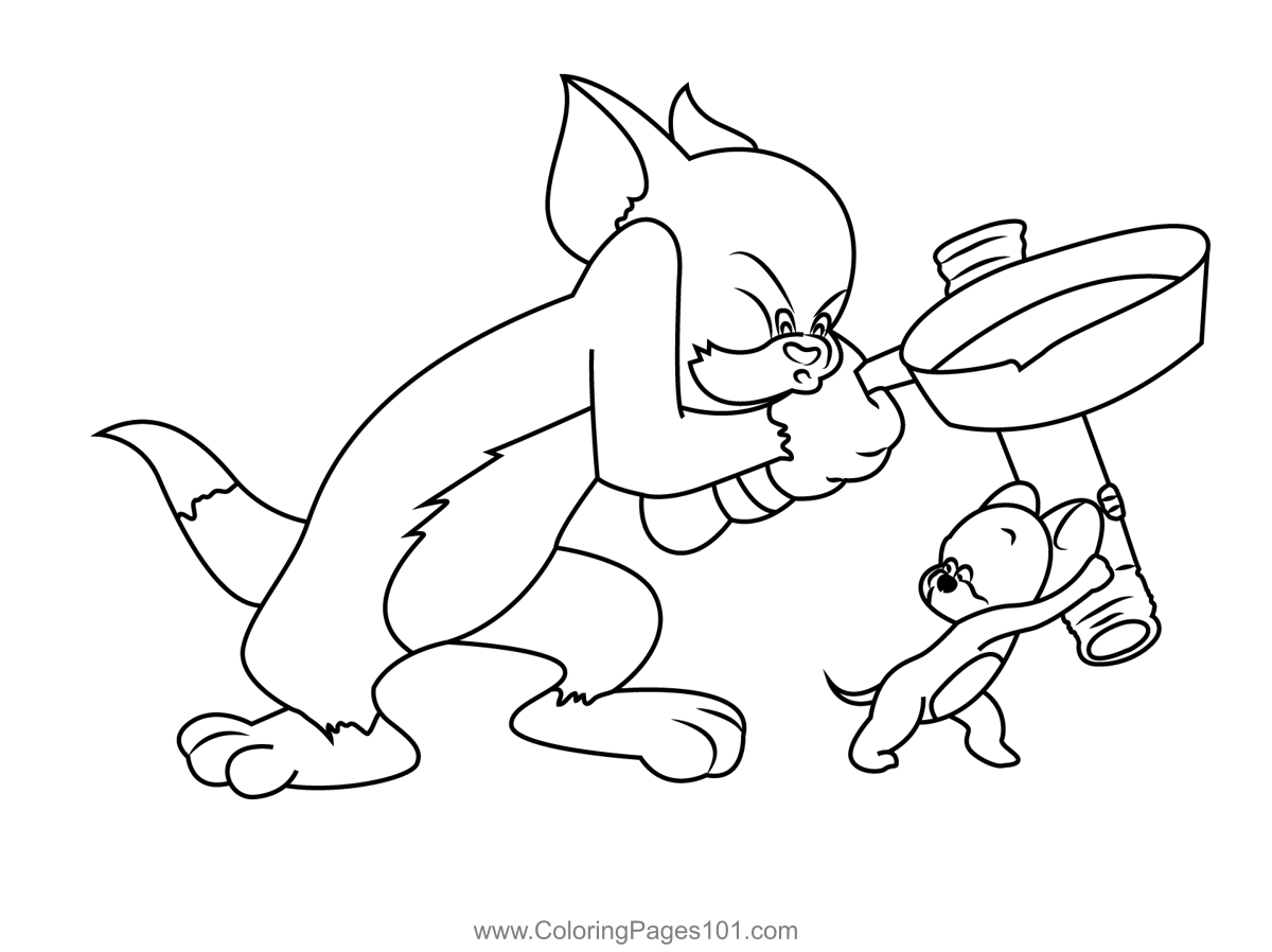 Tom And Jerry Truce Fighting Coloring Page for Kids - Free Tom and ...