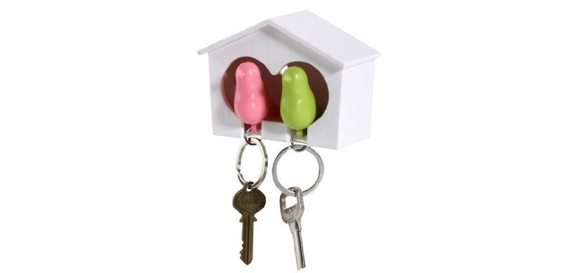 White Birdhouse Key Ring Holder Only $2.95 SHIPPED!