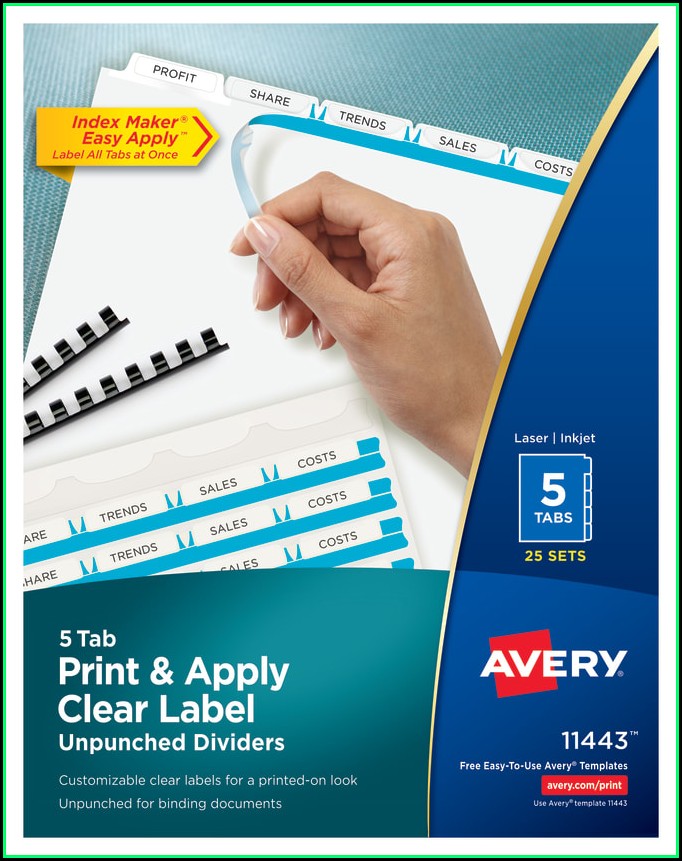 Avery 5 Tab Template 11443